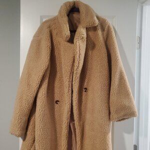 Tan Long Teddy Coat